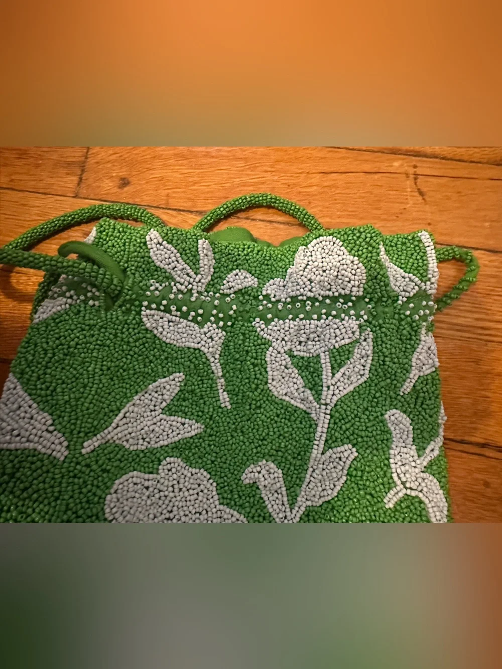 Kate Spade for Target Green Beaded Floral Drawstring Bag